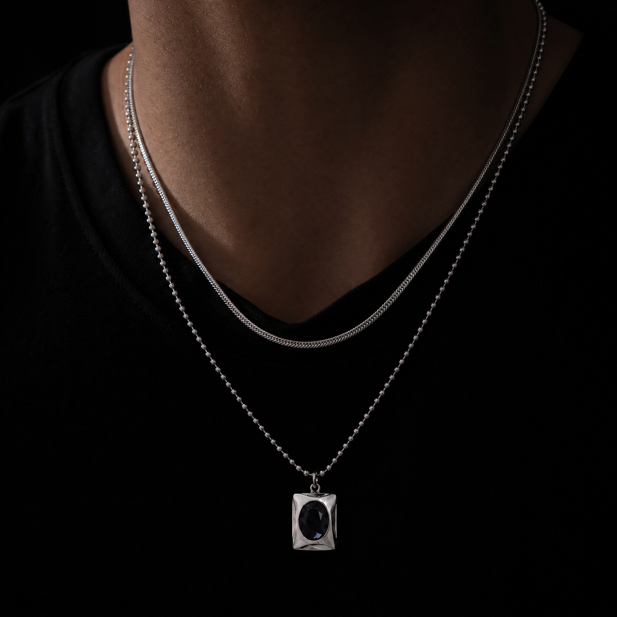 Midnight Gemstone Chain - White