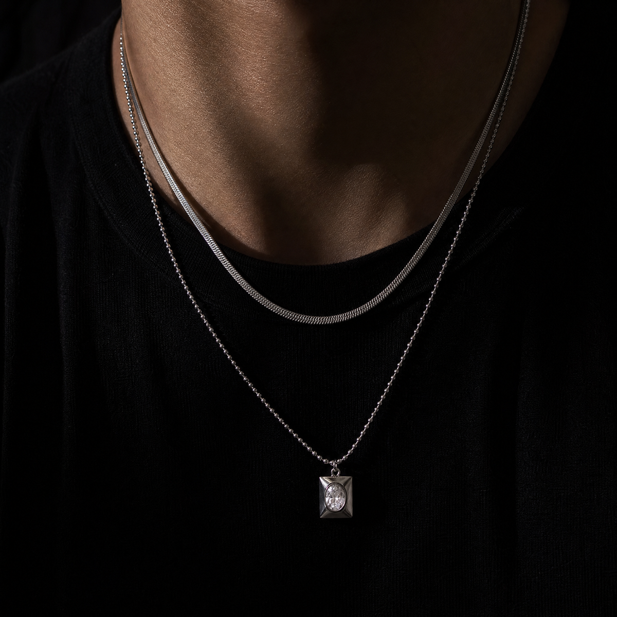 Clear Gemstone Chain - White