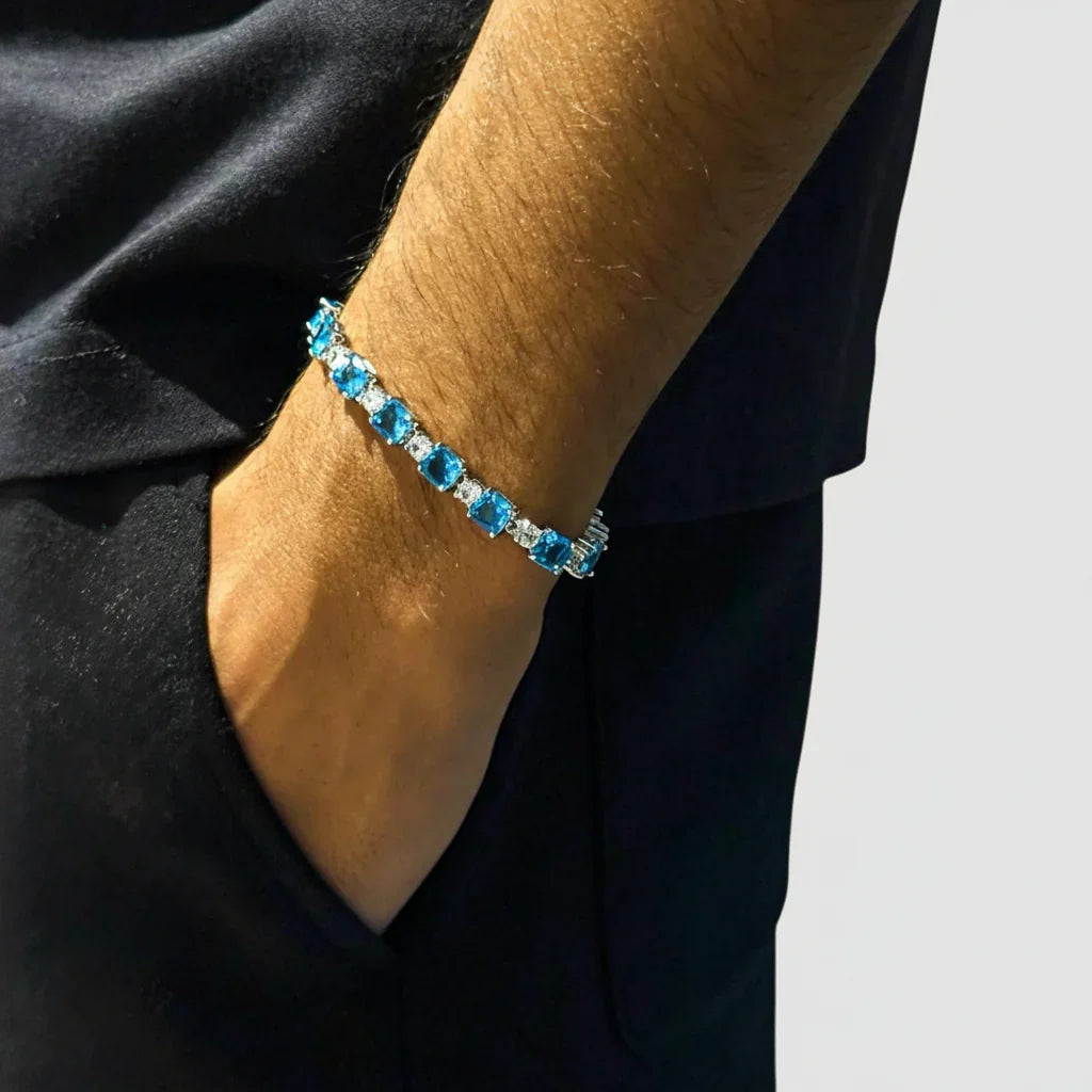 Light Blue Cube Bracelet - White