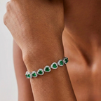 Green Heart Crystal Bracelet - White