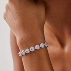 Pink Heart Crystal Bracelet - White