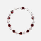 Red Blossom Drop Bracelet - White