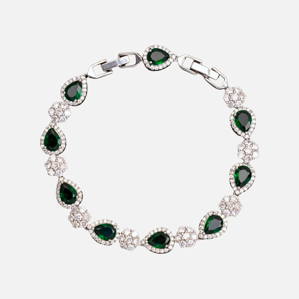 Green Blossom Drop Bracelet - White