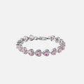 Pink Heart Crystal Bracelet - White