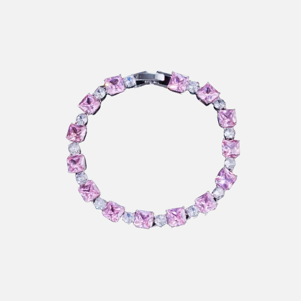Pink Cube Bracelet - White