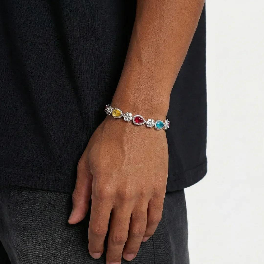Rainbow Blossom Drop Bracelet - White
