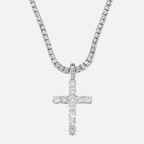 Iced Cross Pendant Chain - White