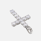 Iced Cross Pendant Chain - White