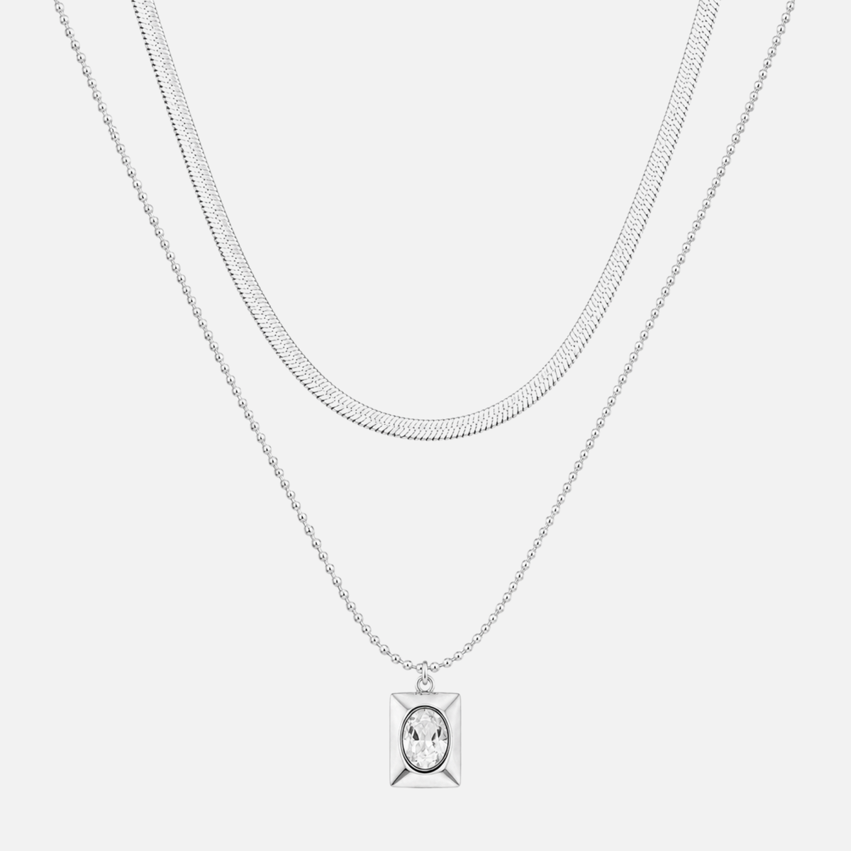 Clear Gemstone Chain - White