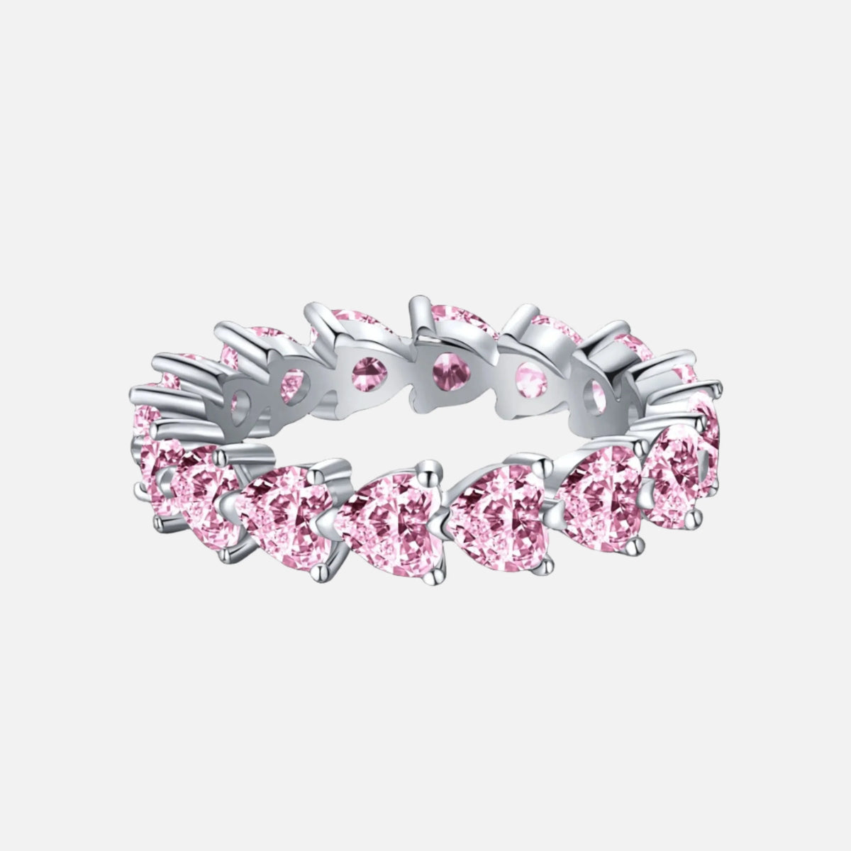 Pink Heart Cut Ring - White